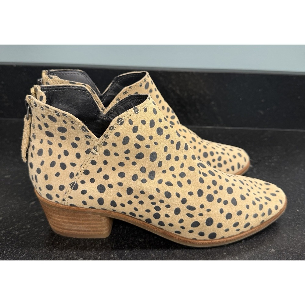 Dolce Vita Women's Cheetah Print Suede Ankle Booties Size 7.5 Block Heel Zip